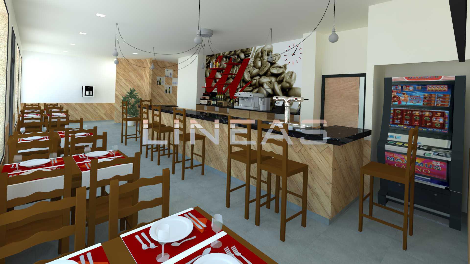 Proyecto reforma cafetería restaurante | Líneas Estudio · Gestión de  Proyectos, Obras y Reformas e Interiorismo